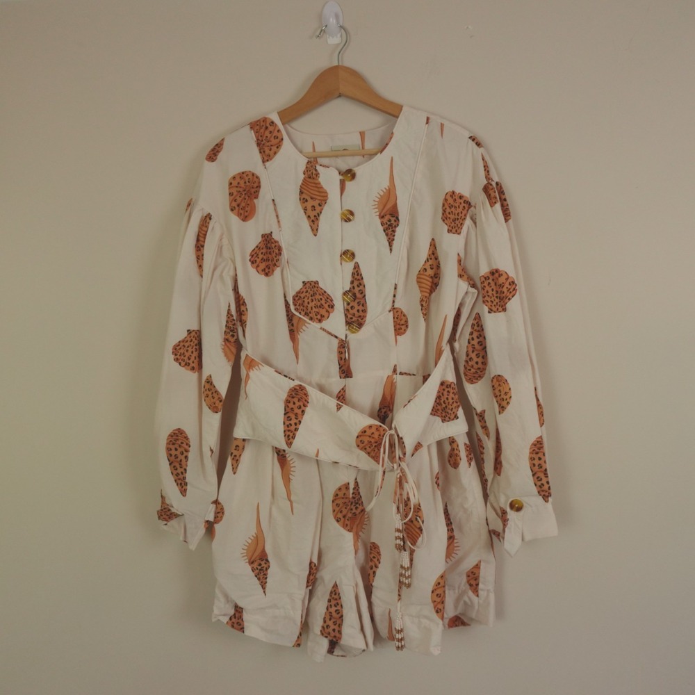 FARM Rio White Romper with Gold Shell Motif - Picture 2 of 16